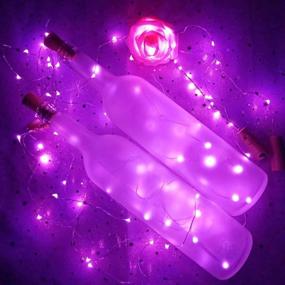 img 2 attached to 🔮 2 Pack 20ft 60 LED Waterproof Purple String Lights - Battery Powered Copper Wire Starry Fairy Lights for Festival Decorations and Crafting