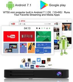 img 2 attached to 📽️ AKASO WT50 Mini Projector: 1080P HD WiFi DLP Portable Video Projector with Android 7.1, Wireless & Wired Screen Sharing, Trackpad Design – Pocket-Sized Home Theater Pico Projector for iPhone and Android