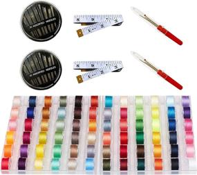 img 1 attached to 🧵 HimaPro 72 PCs Assorted Color Bobbins with Storage Case - Compatible for Brother, Babylock, Janome, and Singer etc (SA156) - 40 Weight - Includes Soft Tape Measures, Assorted Needles, and Seam Rippers