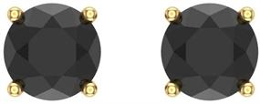 img 2 attached to Authentic 14K Gold Black Diamond Earrings: Round Cut Studs for Women, Girls, and Men, with Gift Box and Authenticity Cards