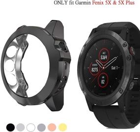 img 3 attached to Аксессуары для часов Garmin Fenix 5X/5X Plus | Защитный чехол из мягкого TPU | Ударопрочный и устойчивый к царапинам | Ультратонкий бампер (Черный)