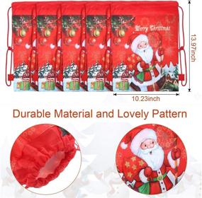 img 1 attached to 🎒 Blulu 10 Pieces Christmas Drawstring Gift Bags: Reusable Large Santa Backpack for Xmas Party Favors, 1014