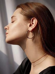 img 2 attached to Stylish and Hypoallergenic 14K Gold Plated Hoop Earrings: ✨ 2 Pairs of Small Chunky Gold Hoops for Girls and Ladies