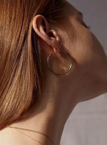 img 1 attached to Stylish and Hypoallergenic 14K Gold Plated Hoop Earrings: ✨ 2 Pairs of Small Chunky Gold Hoops for Girls and Ladies