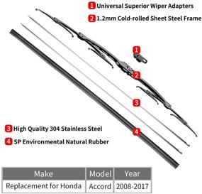 img 2 attached to 🚗 OTUAYAUTO Replacement Windshield Wiper Blades for Honda Accord - 26"+19" Front Window Wipers - Compatible with 2008-2017 Vehicles - Factory Aftermarket