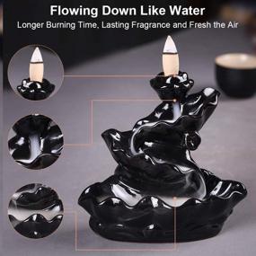 img 2 attached to Ceramic Backflow Waterfall Incense Burner Holder with 120 Backflow Incense Cones - Ideal for Home Decor, Office, Yoga, and Aromatherapy Decoration