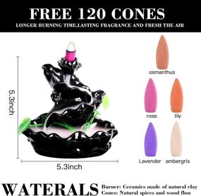 img 3 attached to Ceramic Backflow Waterfall Incense Burner Holder with 120 Backflow Incense Cones - Ideal for Home Decor, Office, Yoga, and Aromatherapy Decoration