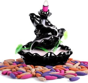 img 4 attached to Ceramic Backflow Waterfall Incense Burner Holder with 120 Backflow Incense Cones - Ideal for Home Decor, Office, Yoga, and Aromatherapy Decoration