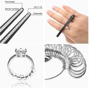 img 1 attached to 📏 US Metal Finger Size Gauge Set for 3 Ring Sizes, Complete with Half Sizes. Plastic Ring Sizer Measuring Tool Kit & Ring Mandrel Gauge Tool with 4 Ring Size Adjusters for Loose Rings