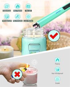 img 2 attached to 🔥 Teal Blue USB Rechargeable Lighter - Multi-Safety Protection, Arc Plasma Flameless, Windproof Electric Candle Lighter