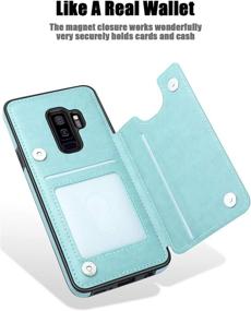 img 2 attached to 🌸 Stylish and Functional MMHUO Samsung Galaxy S9 Plus Case with Card Holder - Mint Floral Magnetic Flip Wallet Case for Women, Enhanced Protection for 6.2" Samsung Galaxy S9+