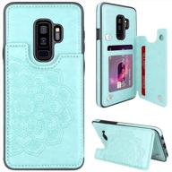 🌸 stylish and functional mmhuo samsung galaxy s9 plus case with card holder - mint floral magnetic flip wallet case for women, enhanced protection for 6.2" samsung galaxy s9+ logo