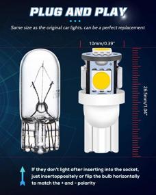 img 3 attached to 💡 Набор из 30 теплых белых светодиодных ламп ALOPEE: 194, T10, 168, 921, 2825, W5W - Автомобильные светильники для салона, карты, двери и номерного знака - 5SMD 5050 чипов - DC 12V