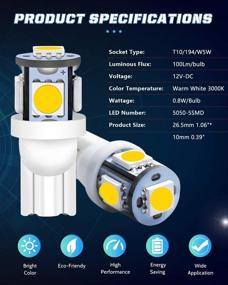 img 2 attached to 💡 Набор из 30 теплых белых светодиодных ламп ALOPEE: 194, T10, 168, 921, 2825, W5W - Автомобильные светильники для салона, карты, двери и номерного знака - 5SMD 5050 чипов - DC 12V