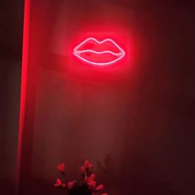 img 1 attached to AUSAYE Lip Shape Neon Signs - Battery/USB Operated LED Neon Sign 👄 Light for Children's Gifts, Girls' Room Decoration, Thanksgiving Day, Christmas Gift, Table Decoration (Red)