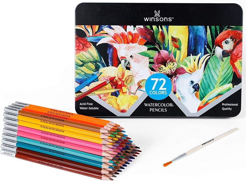 WINSONS Watercolor Pencil Set of 48 Colors Presharpened Water Soluble  Colored Pencils for Drawing Sketching Coloring Shading and Painting Perfect