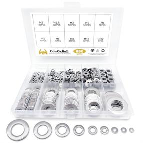 img 4 attached to 🔩 680-Piece Stainless Steel Flat Washer Set by CowOxBull - Assorted Sizes M2 M2.5 M3 M4 M5 M6 M8 M10 M12