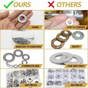 img 2 attached to 🔩 680-Piece Stainless Steel Flat Washer Set by CowOxBull - Assorted Sizes M2 M2.5 M3 M4 M5 M6 M8 M10 M12