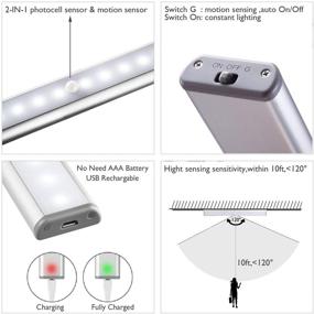 img 2 attached to 🔦 Светильник с датчиком движения Moston: 20 светодиодов, беспроводное подсветное освещение для кухонных шкафов на магнитах со встроенной аккумуляторной батареей