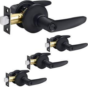 img 4 attached to 4 Pack of Matte Black Privacy Door Levers - Keyless Locking Handle Set for Bedroom and Bathroom - Reversible Right/Left Locksets