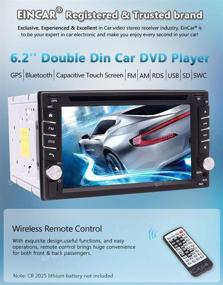 img 4 attached to 🚗 Eincar Double Din Stereo 6.2 Inch Touch Screen Bluetooth Car Radio DVD Player 2 Din GPS Navigation Head Unit with Steering Wheel Control & 8GB Map Card