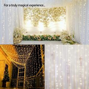 img 3 attached to 🌟 Eutuxia LED Curtain String Lights: 8 Modes, Remote Control, Warm Light, 9.8 ft x 9.8 ft, Decorative 300 - Ideal for Weddings, Christmas Parties, and Home Decor