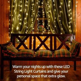 img 2 attached to 🌟 Eutuxia LED Curtain String Lights: 8 Modes, Remote Control, Warm Light, 9.8 ft x 9.8 ft, Decorative 300 - Ideal for Weddings, Christmas Parties, and Home Decor