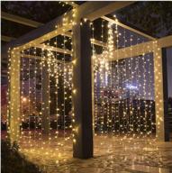 🌟 eutuxia led curtain string lights: 8 modes, remote control, warm light, 9.8 ft x 9.8 ft, decorative 300 - ideal for weddings, christmas parties, and home decor логотип