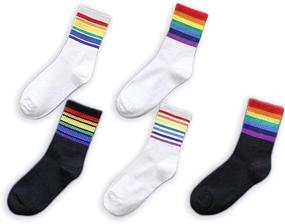 img 3 attached to Patterned Crew Socks - Pack of 5 for Women