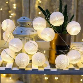 img 2 attached to 2 Pack Battery Operated Cotton Balls Fairy Lights - 10 LEDs Wool Balls String Light - 2.15M/6.56ft - Warm White - D: 4.5cm/1.77inch - Ideal for Bedroom, Party, Indoor, Wedding, Festival Decor