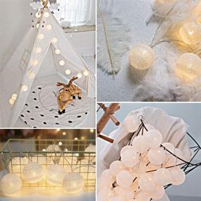 img 1 attached to 2 Pack Battery Operated Cotton Balls Fairy Lights - 10 LEDs Wool Balls String Light - 2.15M/6.56ft - Warm White - D: 4.5cm/1.77inch - Ideal for Bedroom, Party, Indoor, Wedding, Festival Decor