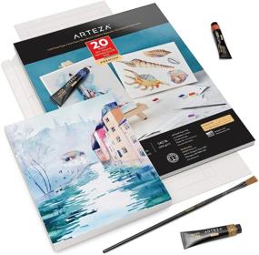 img 2 attached to 🎨 Arteza Watercolor Art Paper Foldable Canvas Pad, 7x8.6 Inches, 20 Sheets, Acid-Free Heavyweight Pad, 140lb/300 GSM, Art Supplies for Painting &amp; Mixed Media Art