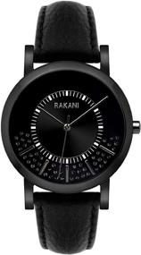 img 2 attached to ⌚ Часы Rakani Stuck in Traffic 40 мм Черные часы с кристаллами Swarovski: элегантный черный стальной корпус и изысканный кожаный ремешок