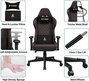 img 1 attached to 🪑 Ergonomic PC Gaming Chair with 3D Armrest, Vintage Style PU Leather Office Chair (Brown) - Symino