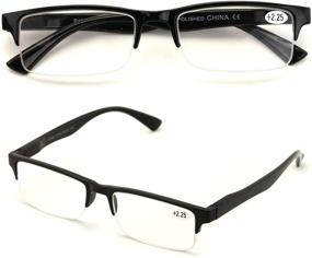 img 2 attached to 👓 Classic Rectangular Half Rim Reading Glasses - Stylish and Functional