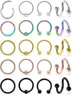 🔒 pack of 12-20pcs 16g twisted spiral barbell hinged segment clicker rings - surgical steel lip labret hoop rings for cartilage, helix, daith, tragus piercing - stylish jewelry for men and women logo