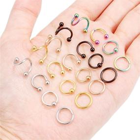 img 1 attached to 🔒 Pack of 12-20PCS 16G Twisted Spiral Barbell Hinged Segment Clicker Rings - Surgical Steel Lip Labret Hoop Rings for Cartilage, Helix, Daith, Tragus Piercing - Stylish Jewelry for Men and Women