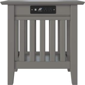 img 2 attached to 🔌 Atlantic Furniture Mission Chair Side Table: Grey Charging Station (22"x14")