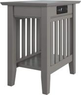 🔌 atlantic furniture mission chair side table: grey charging station (22"x14") logo