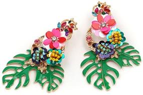 img 1 attached to 💐 Lureme Gorgeous Colorful Sequin Flower Floral Leaf Stud Earrings for Women/Girls - ER006023: Enhance Your Style