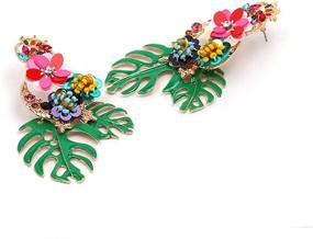 img 2 attached to 💐 Lureme Gorgeous Colorful Sequin Flower Floral Leaf Stud Earrings for Women/Girls - ER006023: Enhance Your Style