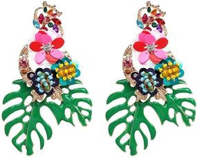 img 4 attached to 💐 Lureme Gorgeous Colorful Sequin Flower Floral Leaf Stud Earrings for Women/Girls - ER006023: Enhance Your Style