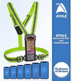 img 1 attached to 🏃 Athlé Reflective Vest with Phone Holder - Enhanced Visibility Gear for Safe Running, Jogging, Dog Walking, Biking, and Beyond