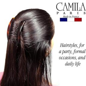 img 3 attached to 💇 Camila Paris AD66/2 French Side Combs: Large 2 Pack Curved Tortoise Shell Hair Combs – Flexible, Durable, and Made in France