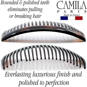 img 2 attached to 💇 Camila Paris AD66/2 French Side Combs: Large 2 Pack Curved Tortoise Shell Hair Combs – Flexible, Durable, and Made in France