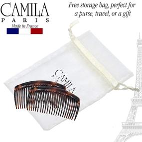 img 1 attached to 💇 Camila Paris AD66/2 French Side Combs: Large 2 Pack Curved Tortoise Shell Hair Combs – Flexible, Durable, and Made in France