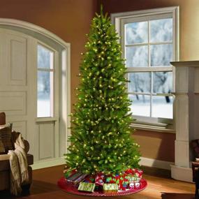 img 2 attached to 🎄 Puleo International 10ft Pre-Lit Slim Fraser Fir Artificial Christmas Tree | 900 UL Listed Clear Lights | Green