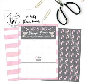 img 1 attached to 🐘 Set of 25 Pink Elephant Baby Shower Bingo Game Cards with Bulk Blank Squares and 25 Baby Feet Game Chips, Fun Baby Party Ideas and Supplies, Adorable Woodland Animal Paper Pattern for Girls