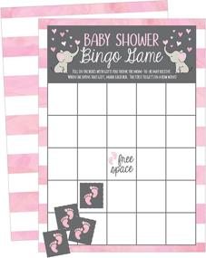 img 4 attached to 🐘 Set of 25 Pink Elephant Baby Shower Bingo Game Cards with Bulk Blank Squares and 25 Baby Feet Game Chips, Fun Baby Party Ideas and Supplies, Adorable Woodland Animal Paper Pattern for Girls