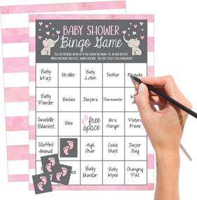 img 3 attached to 🐘 Set of 25 Pink Elephant Baby Shower Bingo Game Cards with Bulk Blank Squares and 25 Baby Feet Game Chips, Fun Baby Party Ideas and Supplies, Adorable Woodland Animal Paper Pattern for Girls